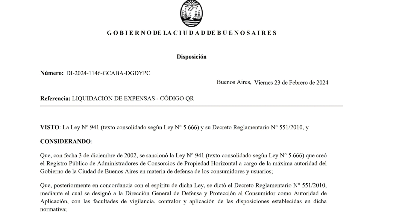 Liquidación de expensas con código QR